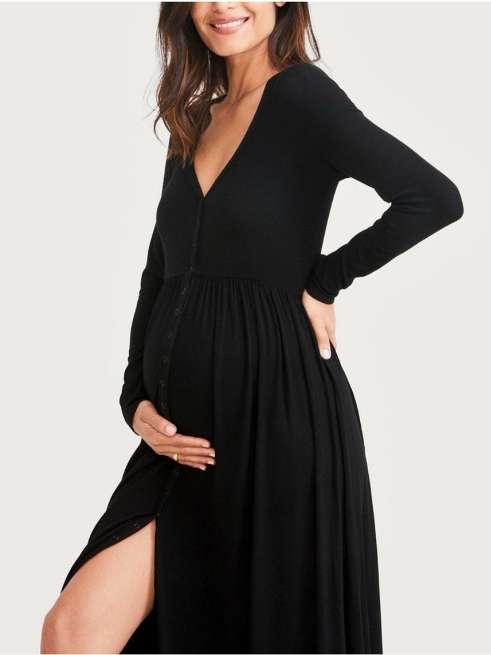 Hatch Black Softest Rib Nursing Dress
